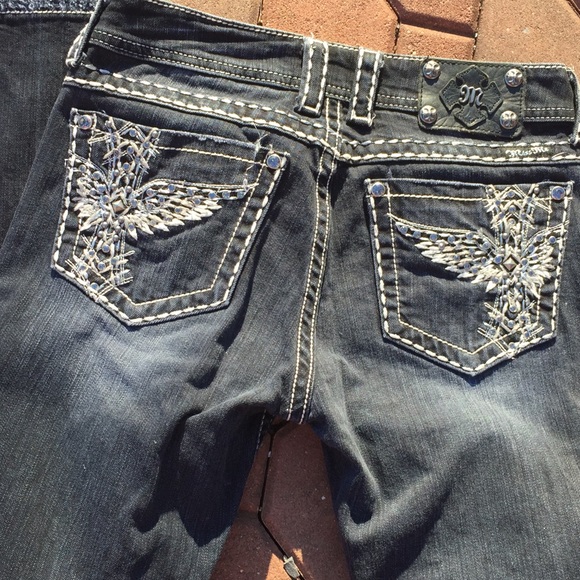 Miss Me Denim - Miss Me Boot Cut Thick Stitch Bling Jeans 29